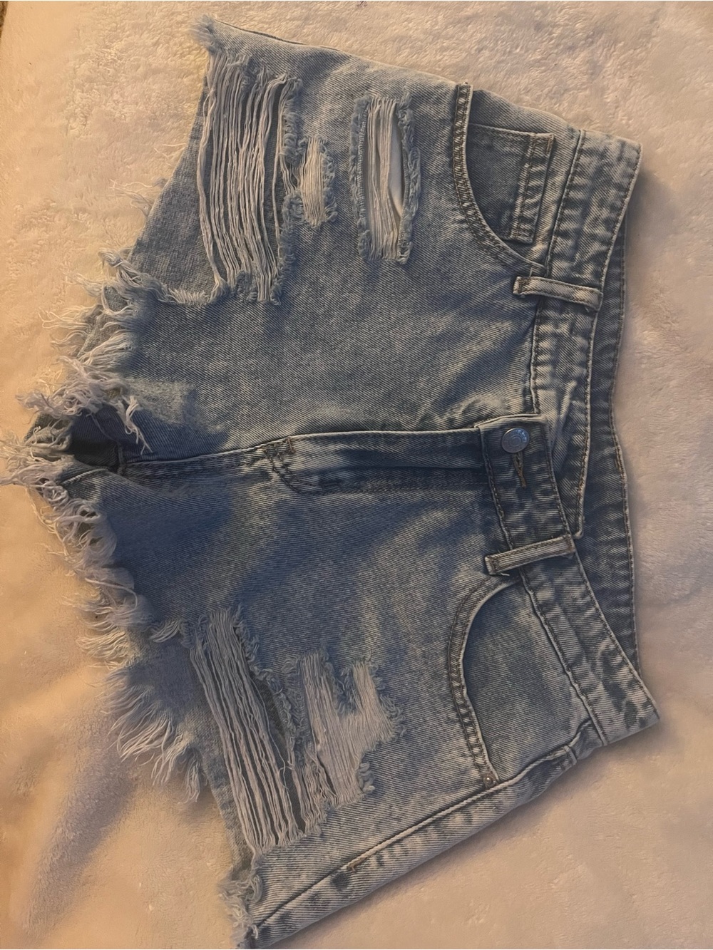 SHEIN Light Blue Distressed Denim Shorts